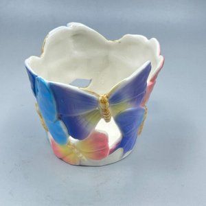 Vintage YH Fine Porcelain China Butterfly Butterflies Vanity Trinket Vase 2000